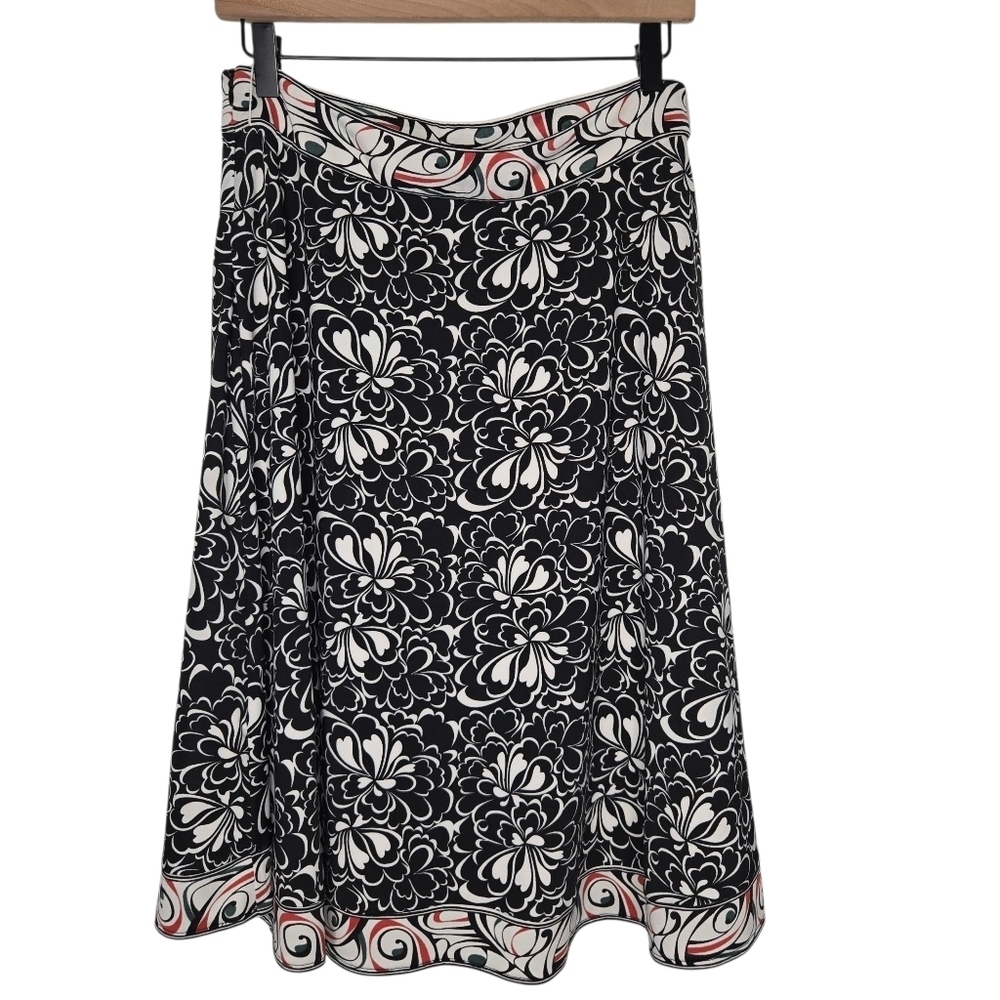 Lapis Womens Retro Contrast Floral Print Swing Skirt Medium - Picture 2 of 8